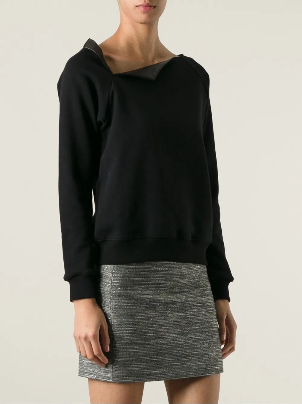 Saint Laurent asymmetric neckline sweatshirt Zwart