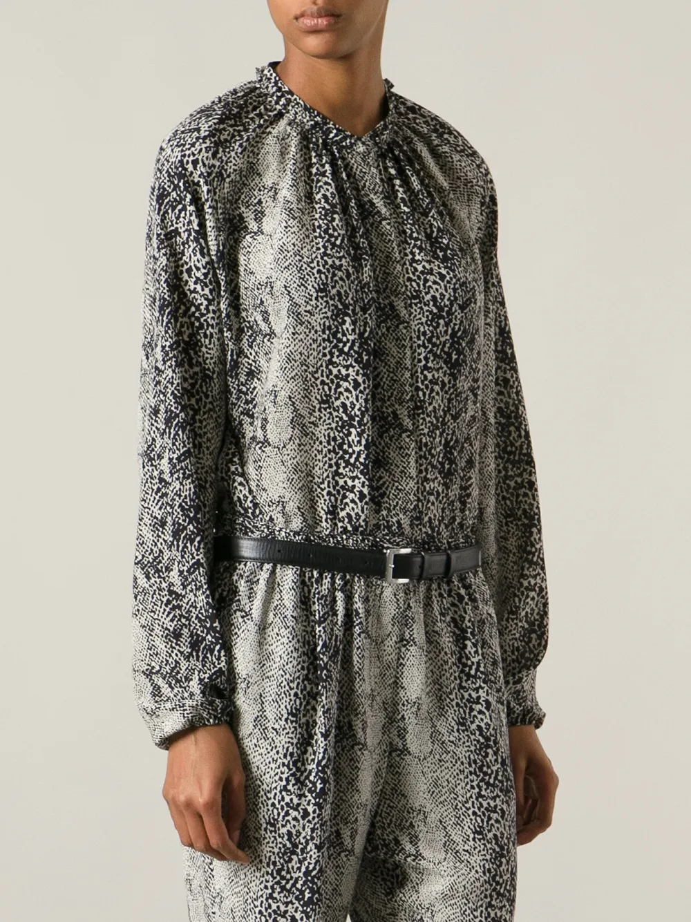  Lanvin Snakeskin Print Blouse   Schwarz 