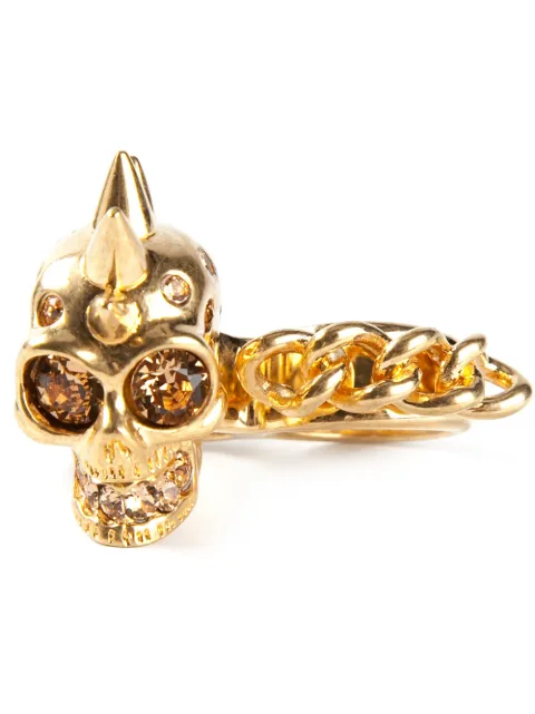 Alexander McQueen double finger mohican skull ring