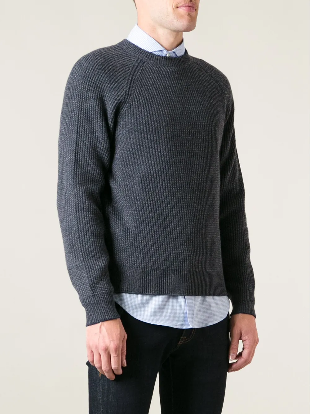 Brunello Cucinelli Ribbed Sweater In Blue