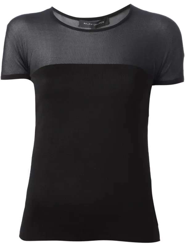 Ralph Lauren Collection Sheer Panel T-shirt in Black