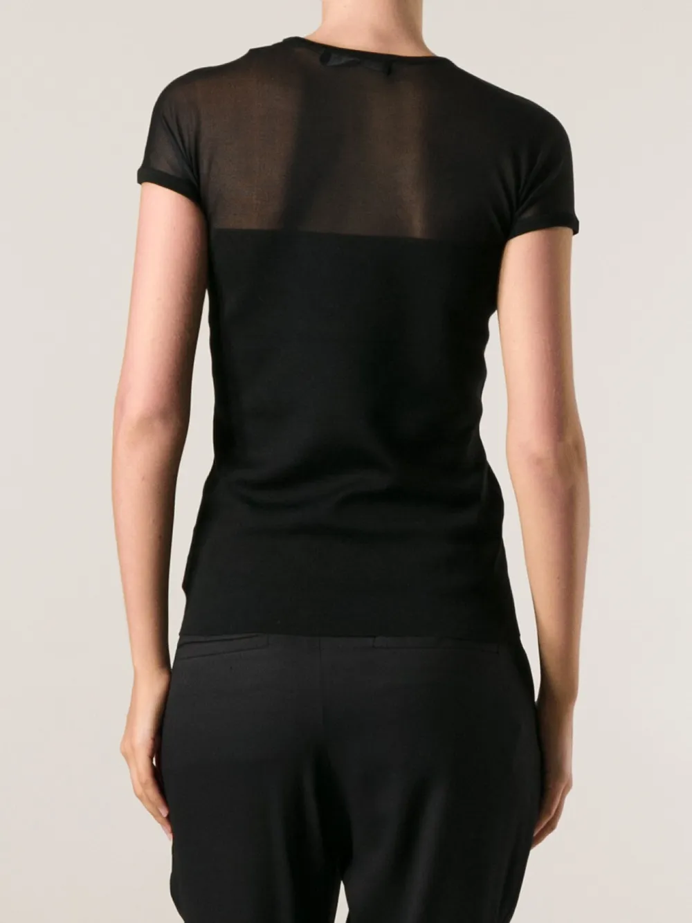 Ralph Lauren Collection sheer panel t-shirt Zwart
