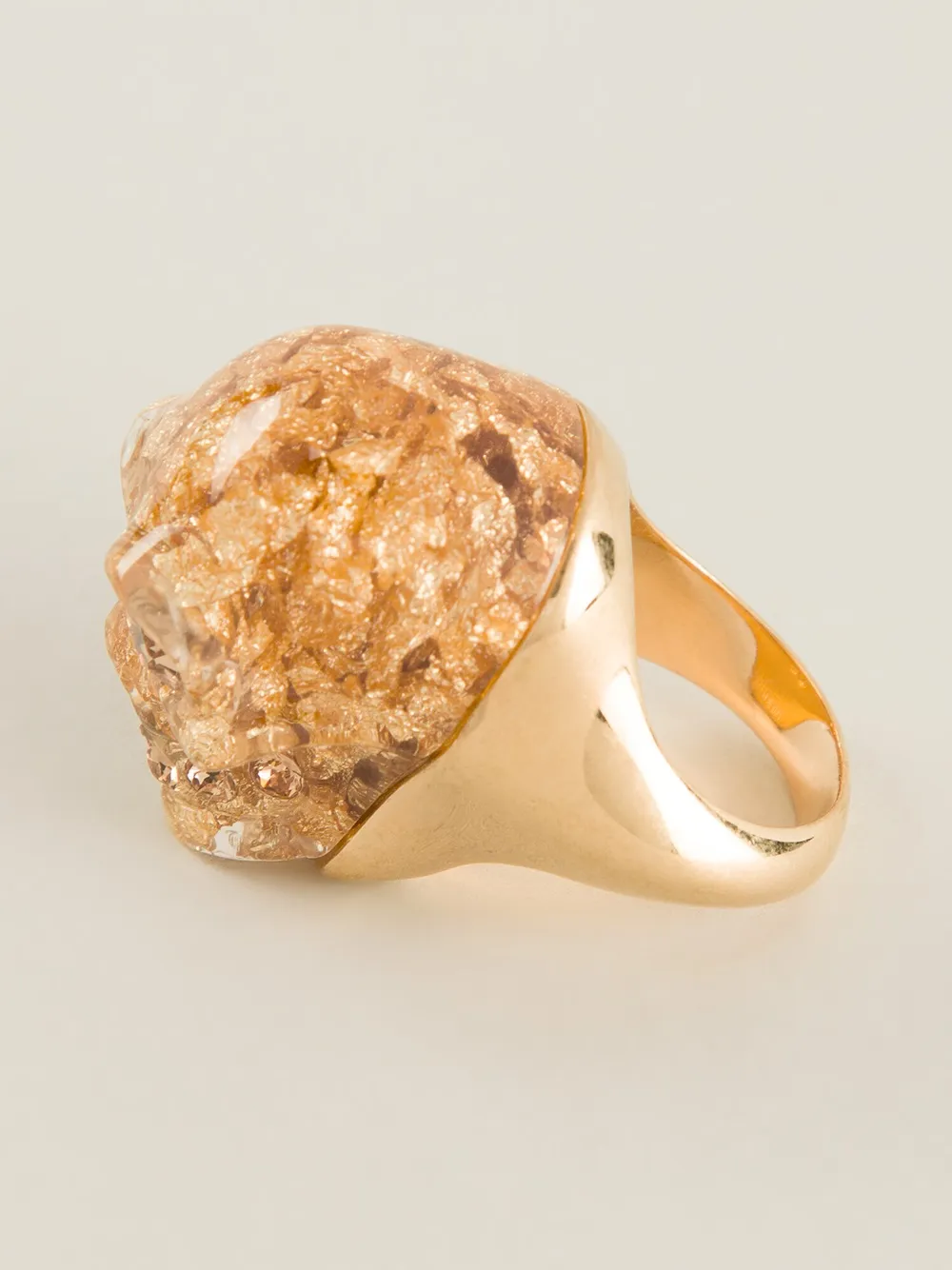  Alexander Mcqueen Skull Cocktail Ring   Metallic 
