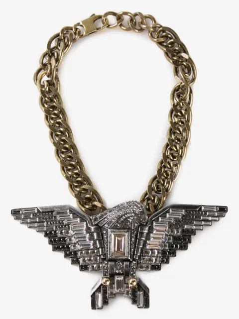 Lanvin collier double chaîne gourmette et pendentif aigle 