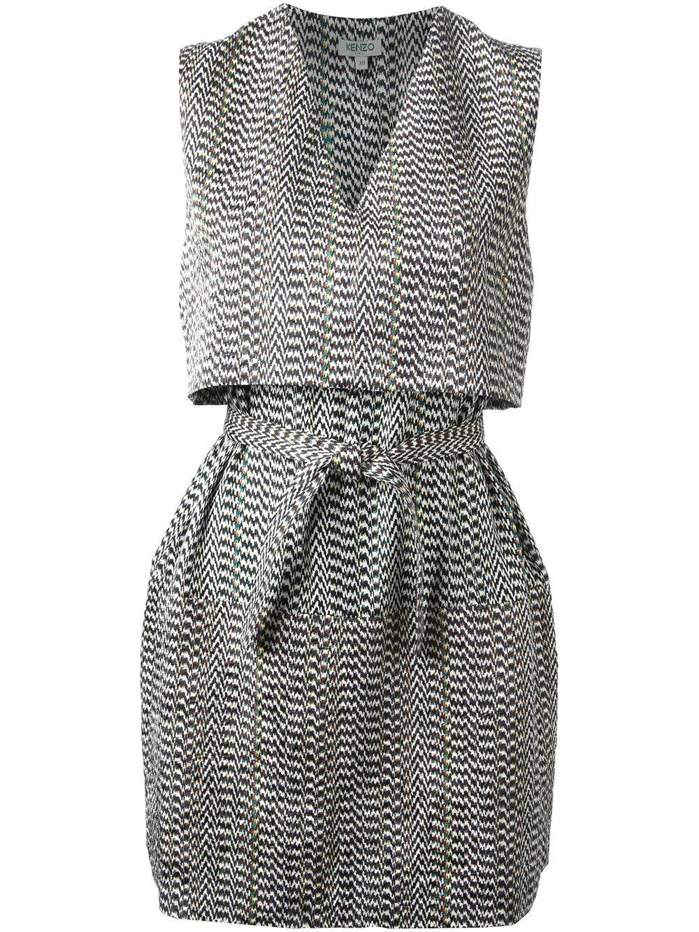 Kenzo 'white Noise' Layered Dress In Multi