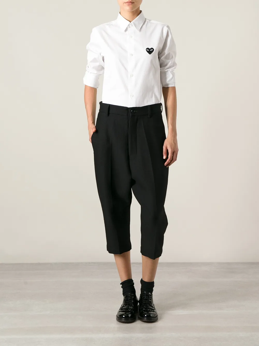Comme Des Garçons Play geborduurd hartoverhemd - Wit