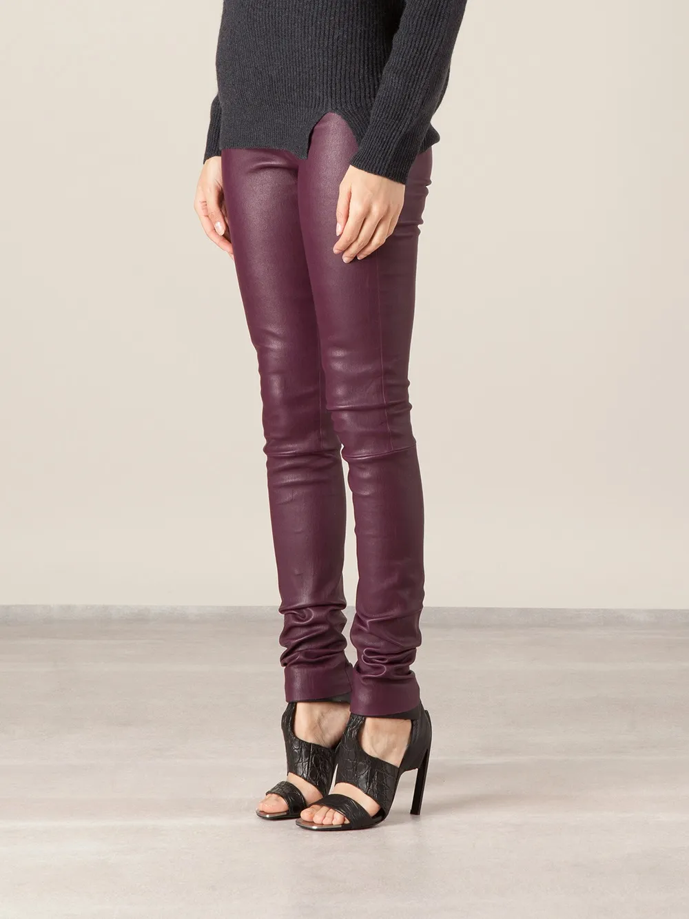 Stouls Leather Slim Trousers In Pink