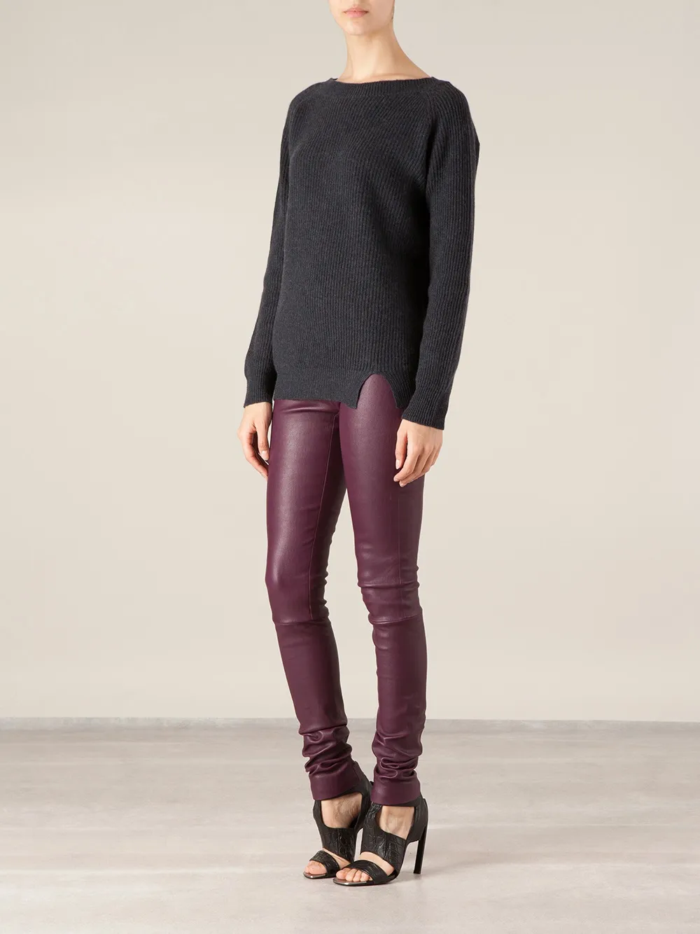 Stouls Leather Slim Trousers In Pink