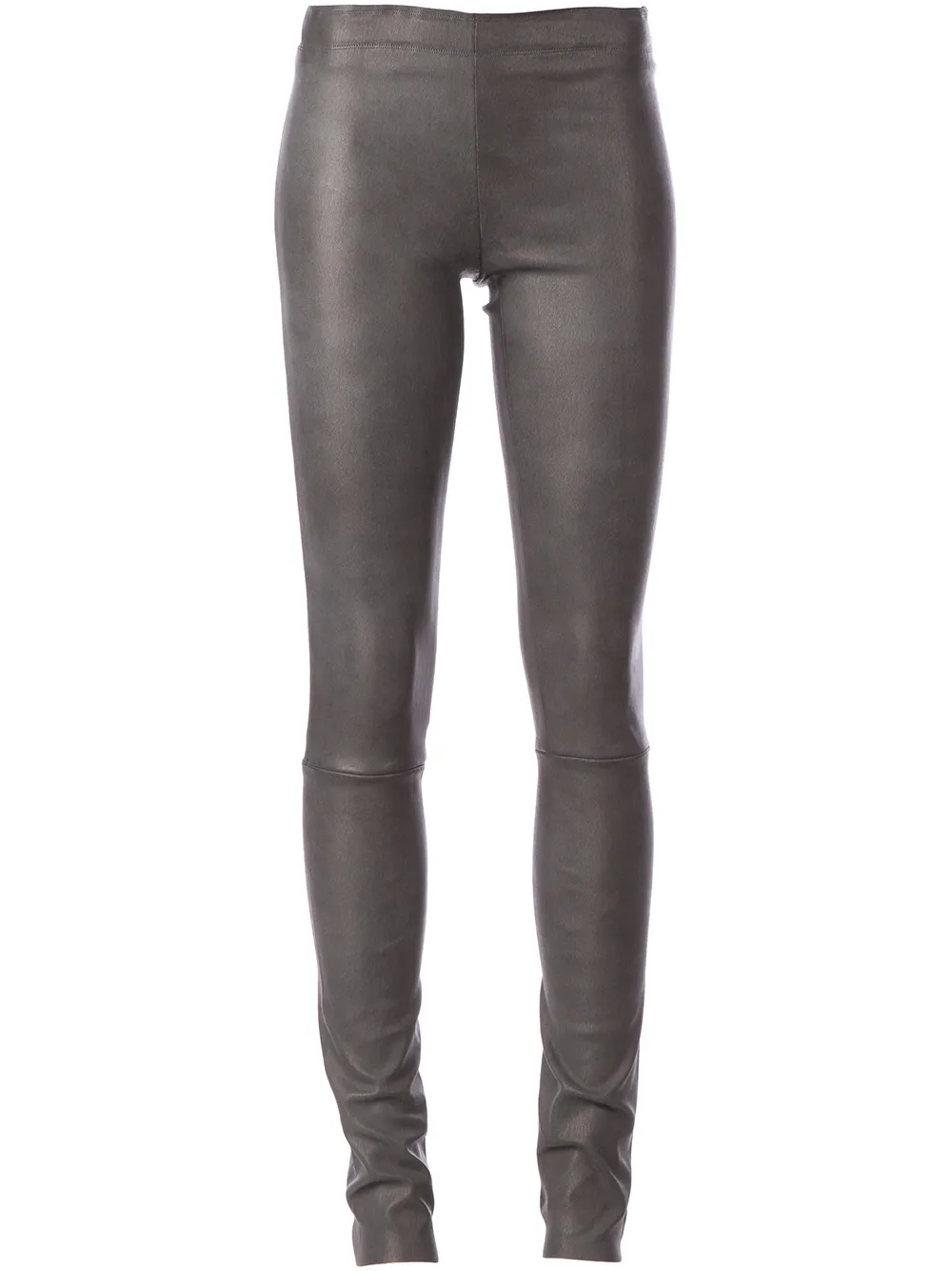 Stouls Slim Leather Trousers In Gray