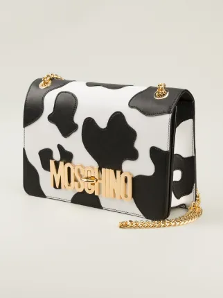 Moschino Cow Hide Effect Shoulder Bag Farfetch Moschino Cow Hide Effect Shoulder Bag Farfetch