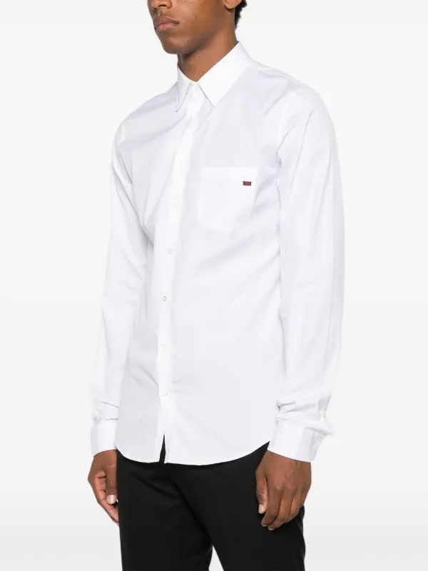 gucci white dress shirt GUCCI GG Crpe Silk Shirt, Size 48 IT, White