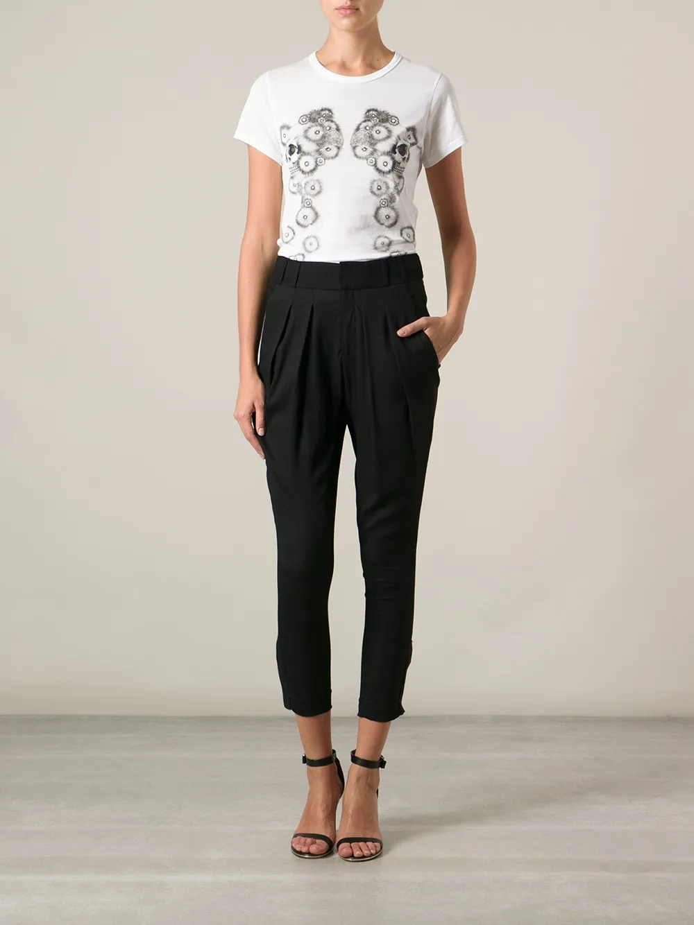  Alexander Mcqueen Double Skull Print T Shirt   Weiß 