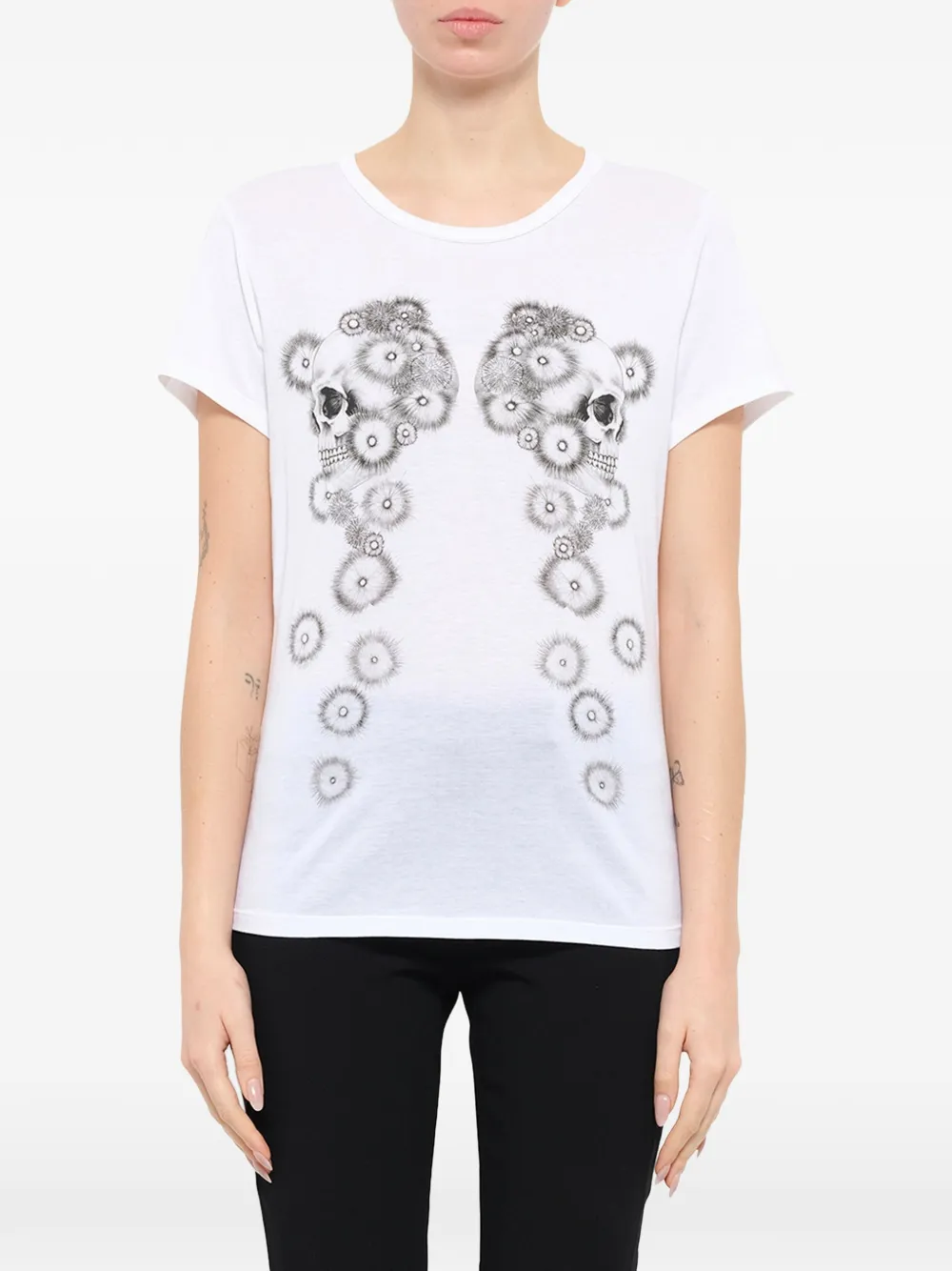 Alexander McQueen double skull print T-shirt - Weiß