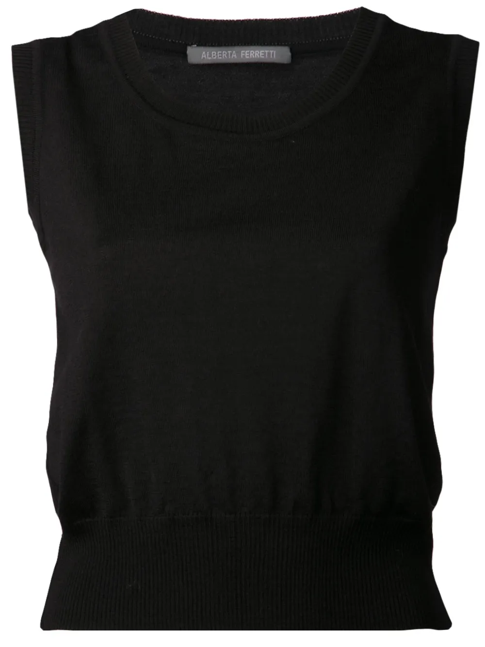 Alberta Ferretti Sleeveless Crew Neck Sweater In Black
