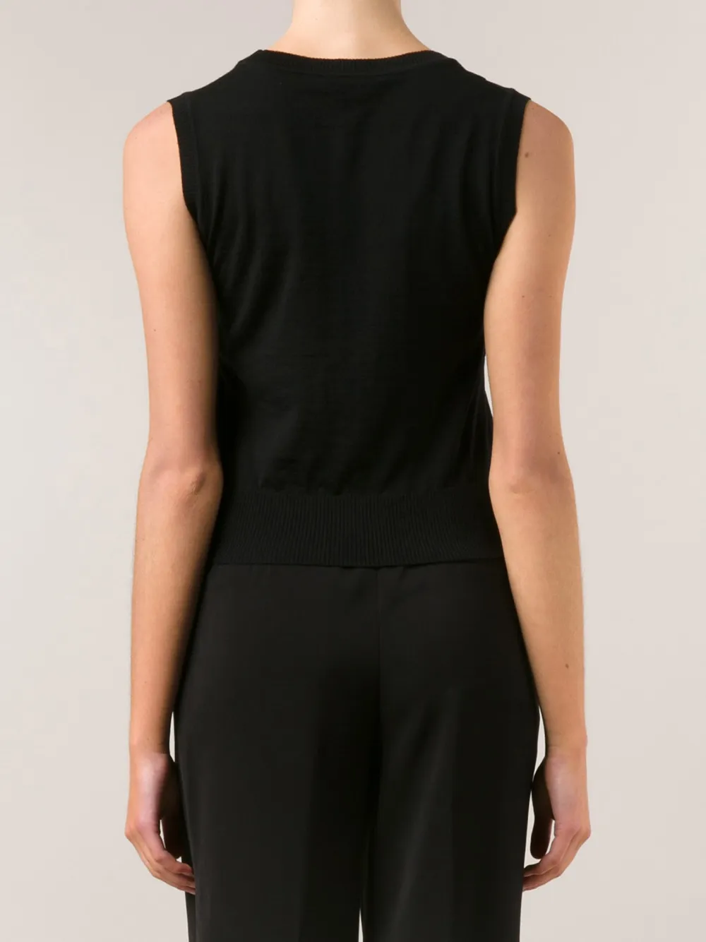 Alberta Ferretti Sleeveless Crew Neck Sweater In Black