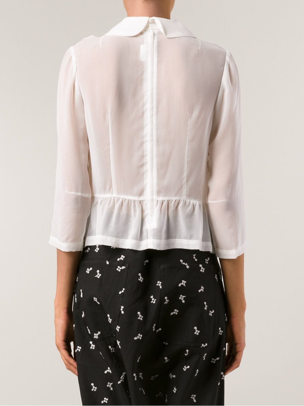 Shop Comme Des Garçons Comme Des Garçons Sheer Bow Blouse In White