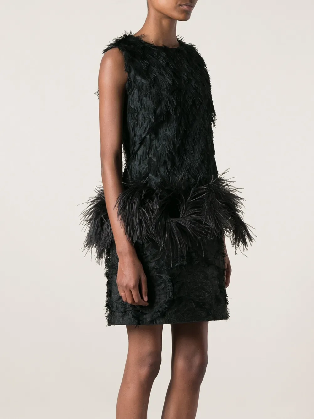 Lanvin feather dress Zwart