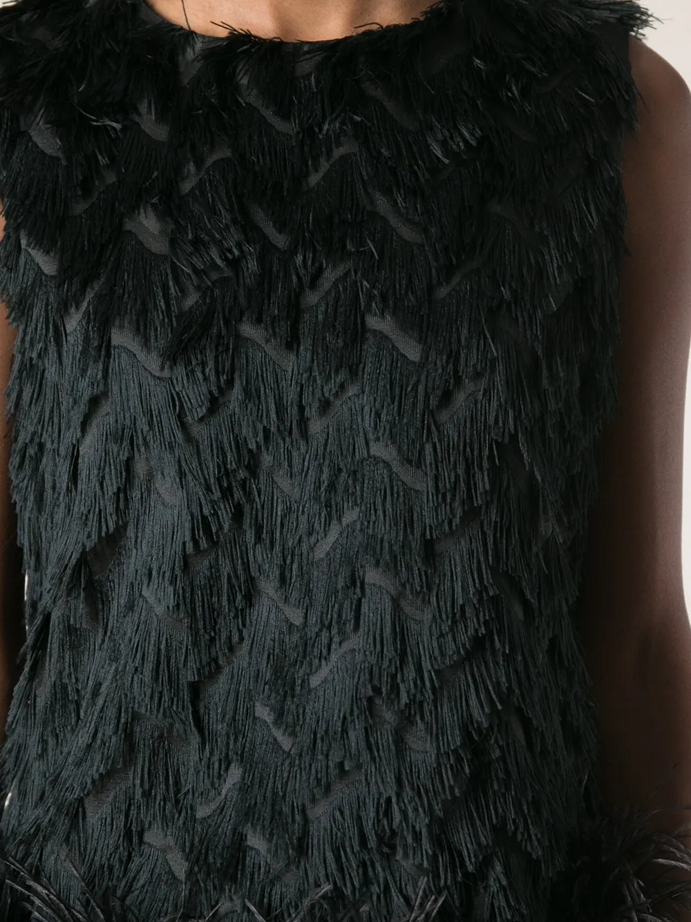 Lanvin feather dress Zwart