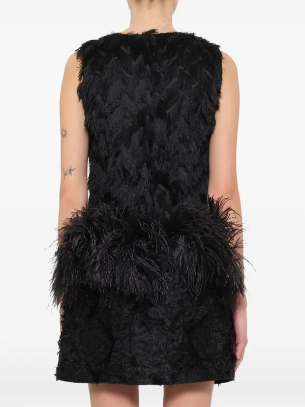 feather black mini dress Lanvin feather-effect | The off