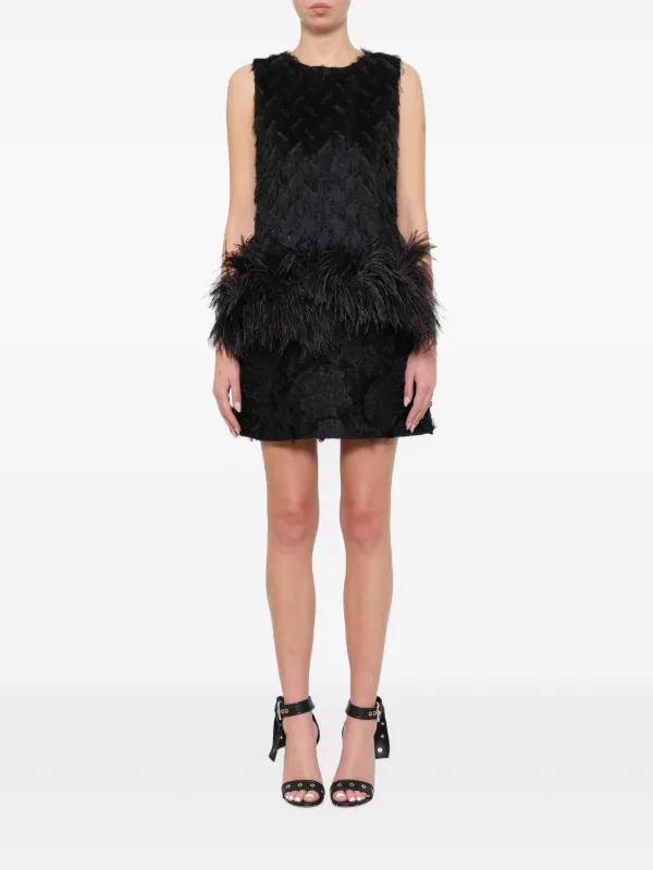 Lanvin feather-effect Mini Dress | Black