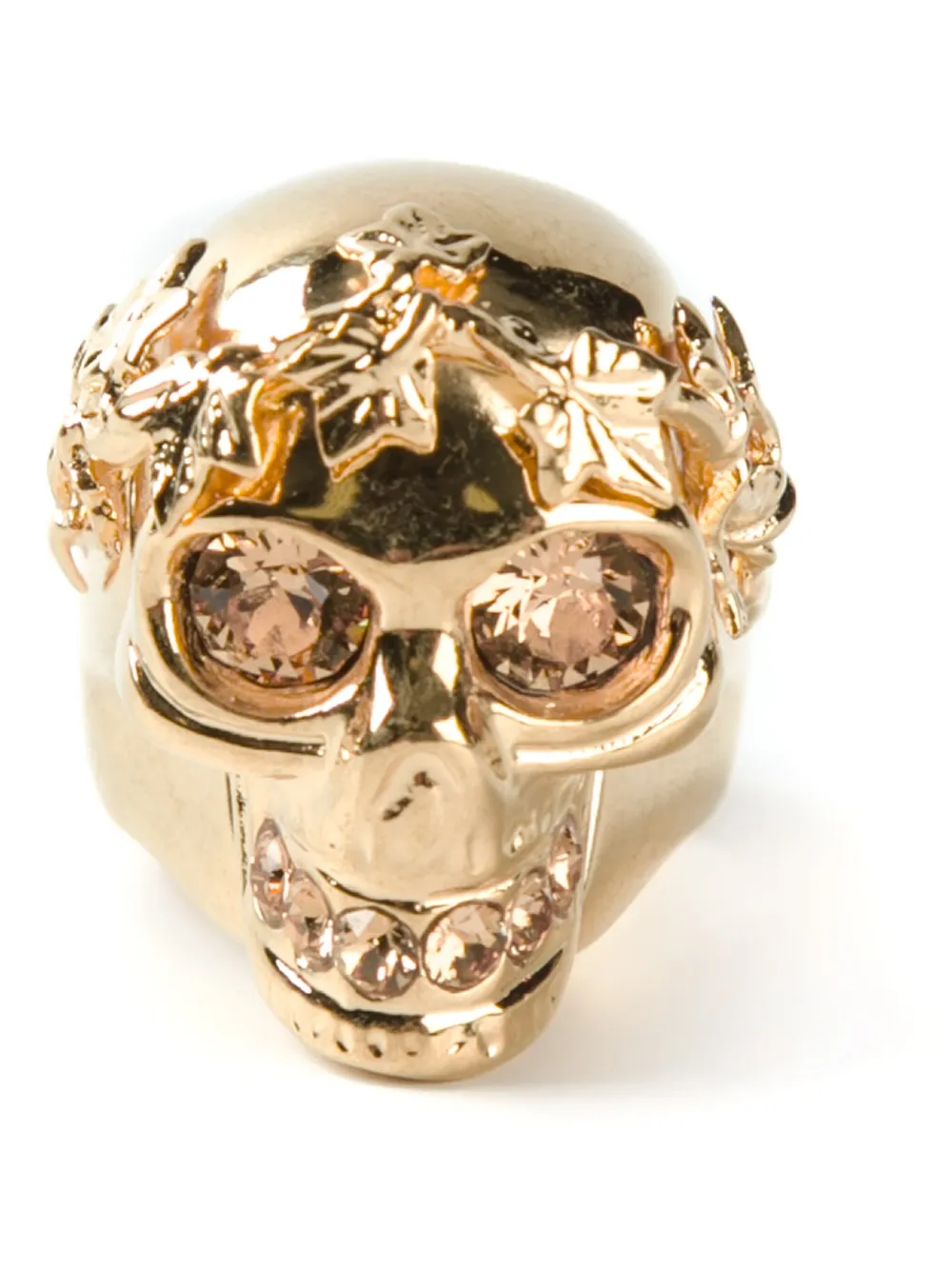 Alexander McQueen ivy skull cocktail ring - Effetto metallizzato