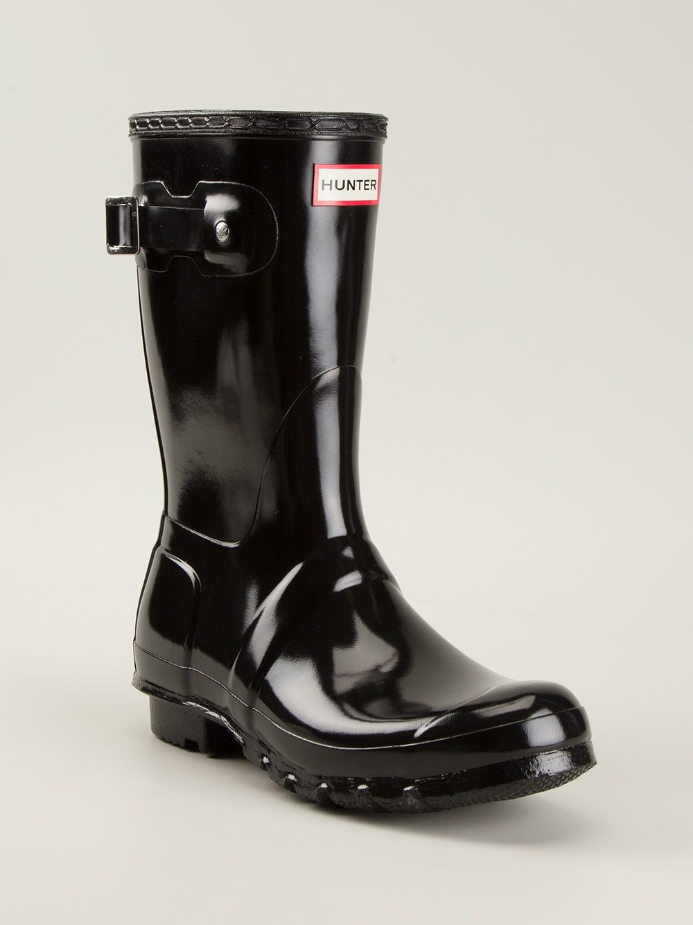 Hunter patent wellington boots Black
