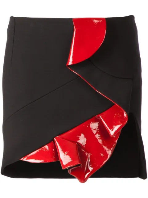 Anthony Vaccarello leather detail ruffle skirt