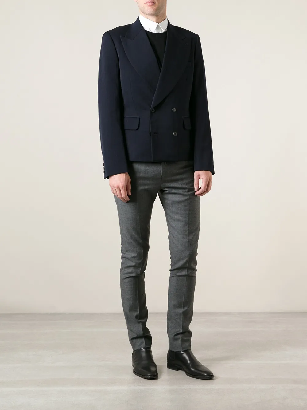 Comme des Garçons Homme Plus double breasted short fitted coat - Blauw