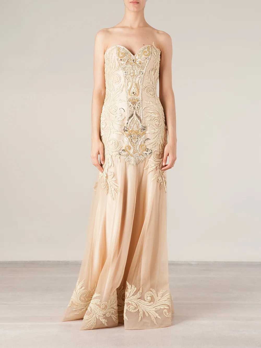 Georges Mak 'Meryl' embroidered strapless dress - Beige