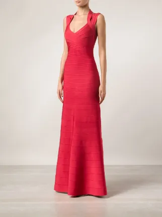 Herve Leger Selene V-Neck Mermaid Gown - Hervé Léger - Polyvore