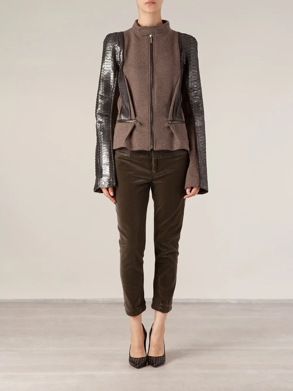 Haider Ackermann velour effect cropped trousers - Bruin