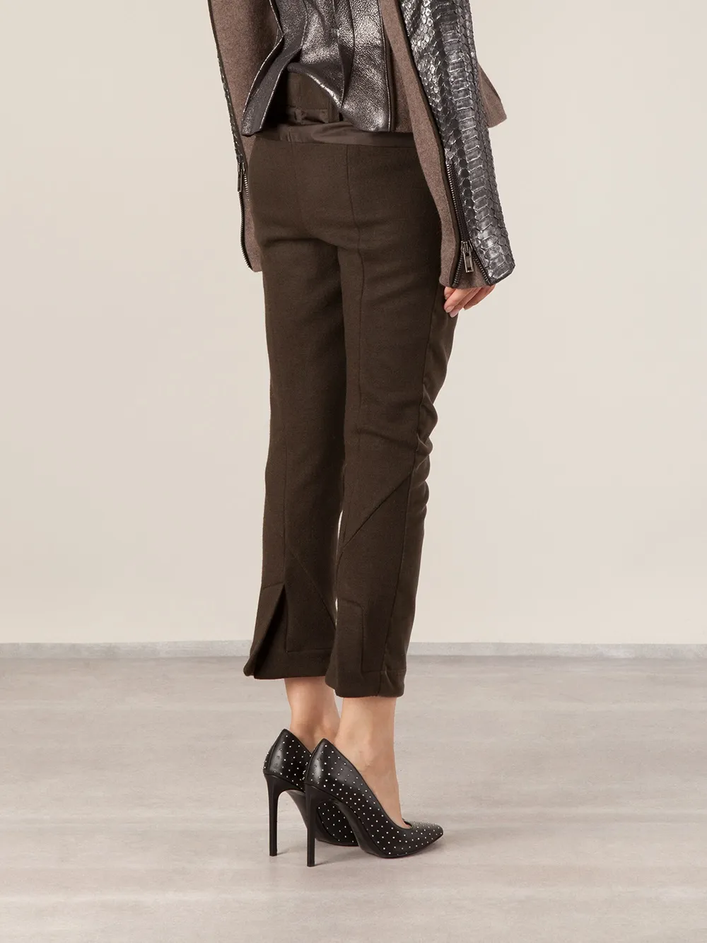 Velour Effect Cropped Trousers