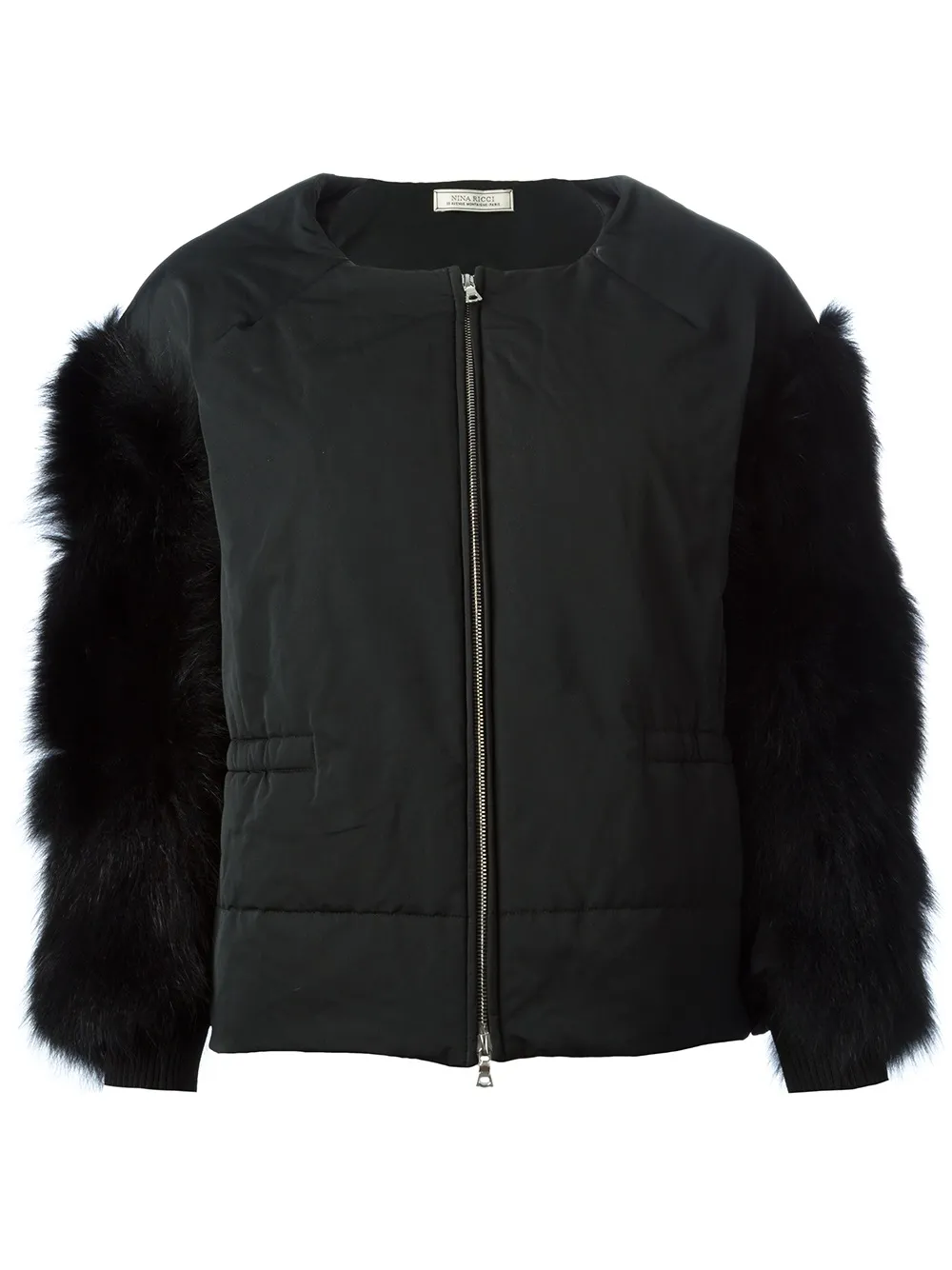 Nina Ricci contrasting sleeves zipped coat Zwart