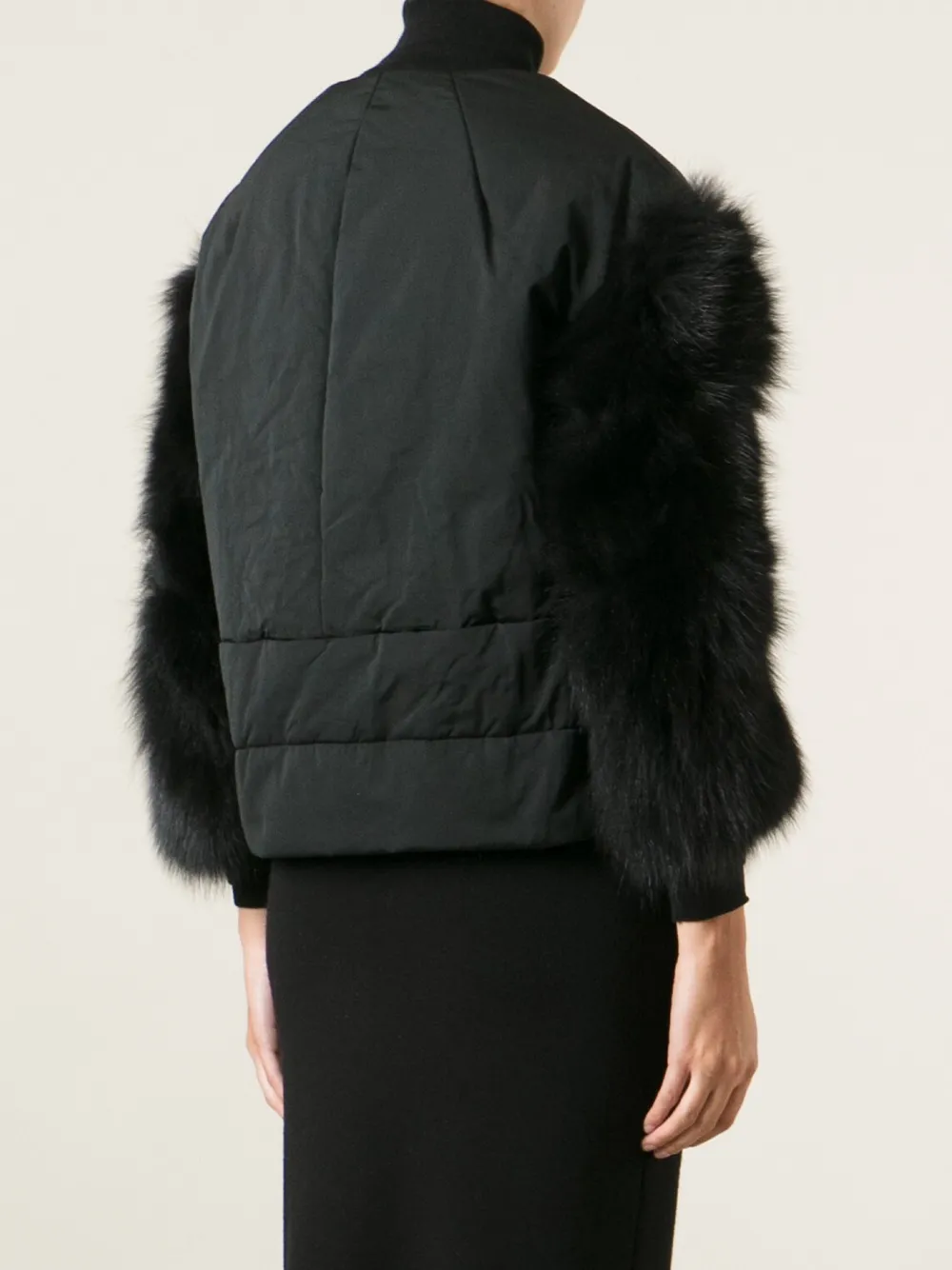 Nina Ricci contrasting sleeves zipped coat Zwart