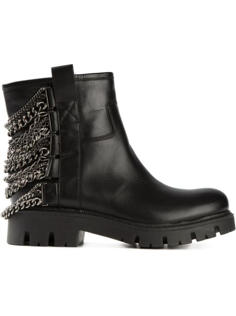 Baldan Chain Embellished Biker Boots - Farfetch