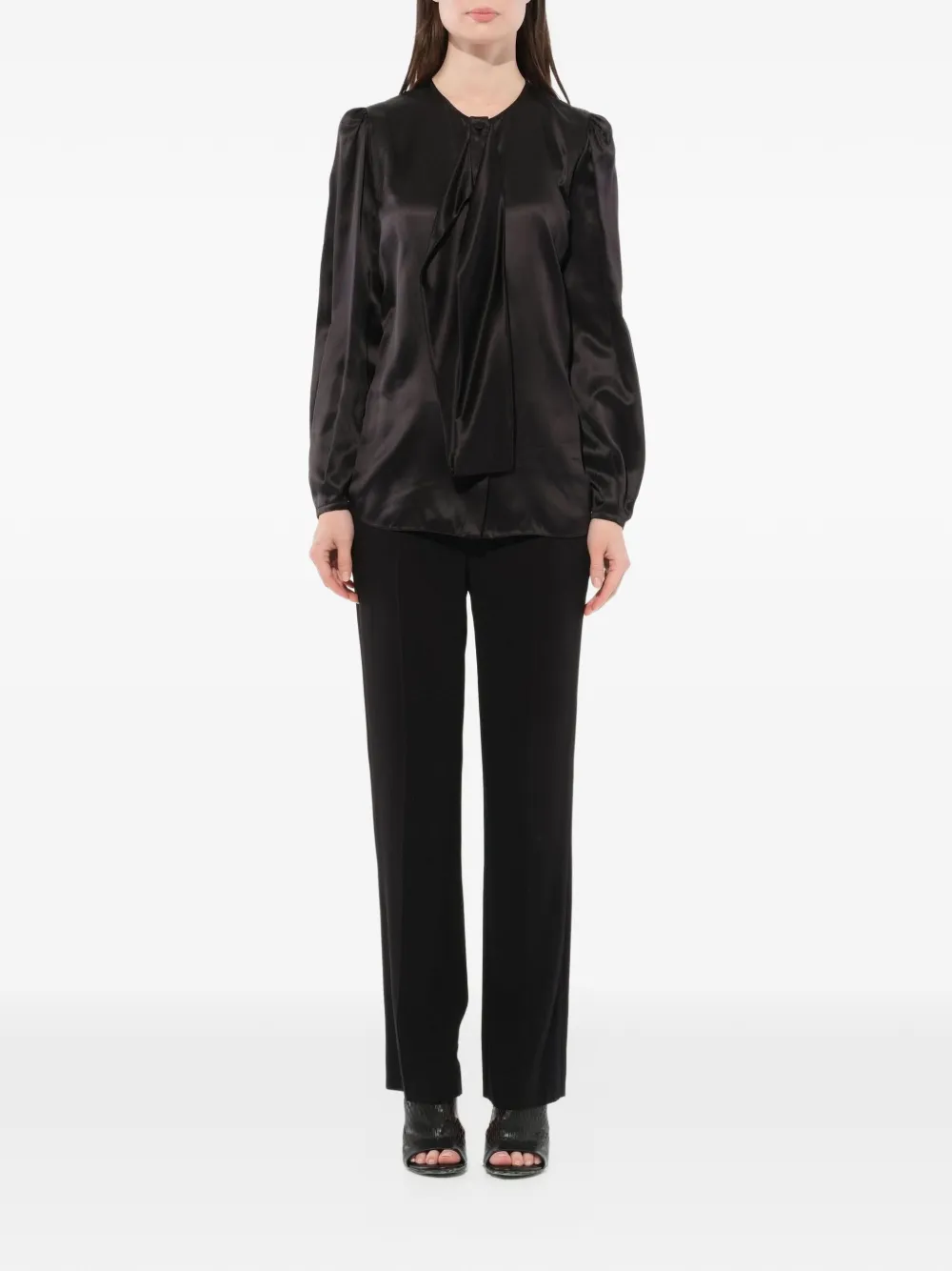  Givenchy Seidenbluse Mit Plissiertem Detail   Schwarz 