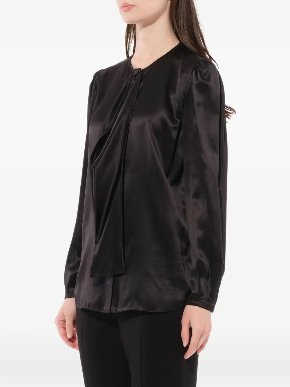  Givenchy Seidenbluse Mit Plissiertem Detail   Schwarz 
