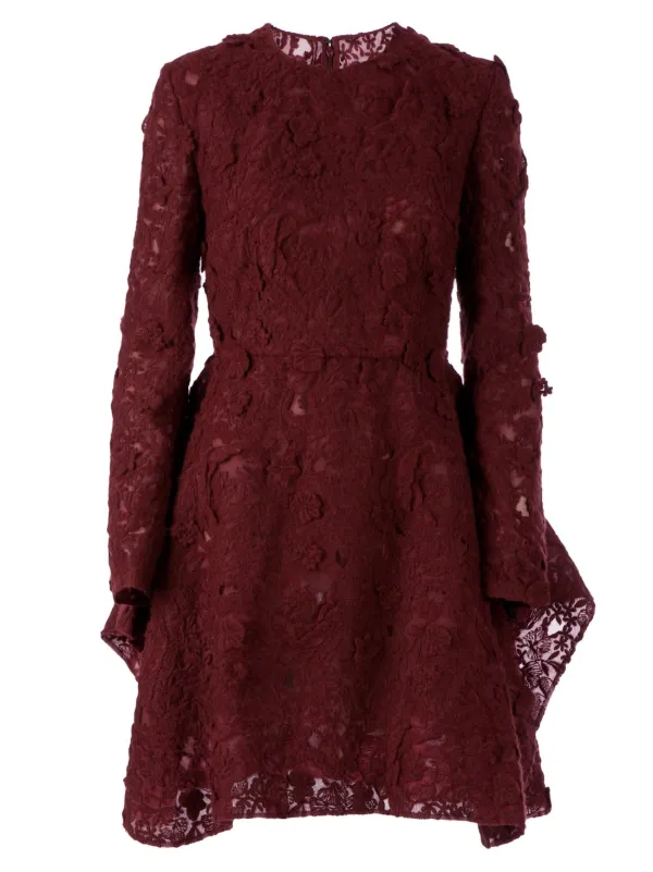 Giambattista Valli Lace Embroidery Dress in Red