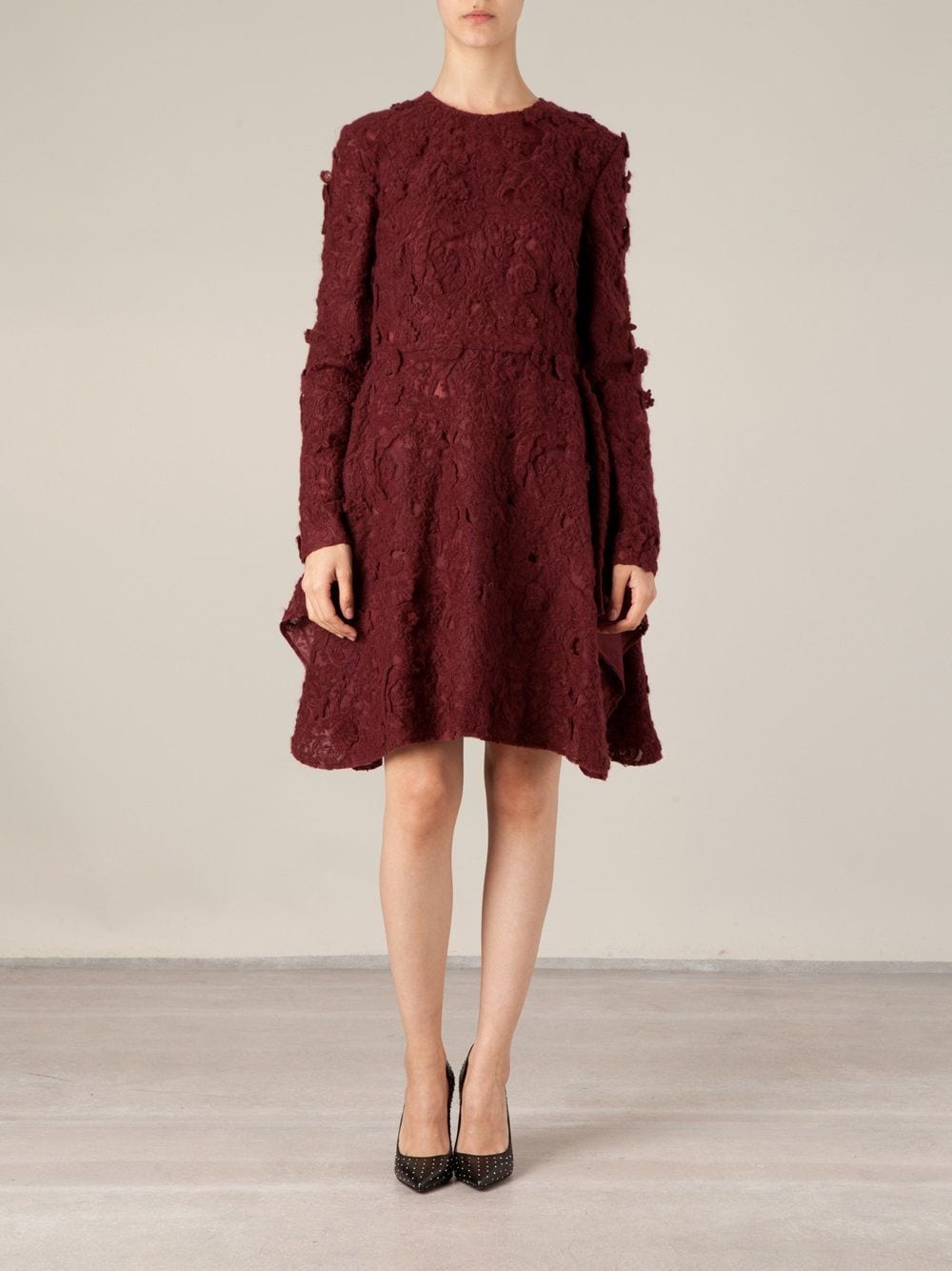 Shop Giambattista Valli Lace Embroidery Dress In Red