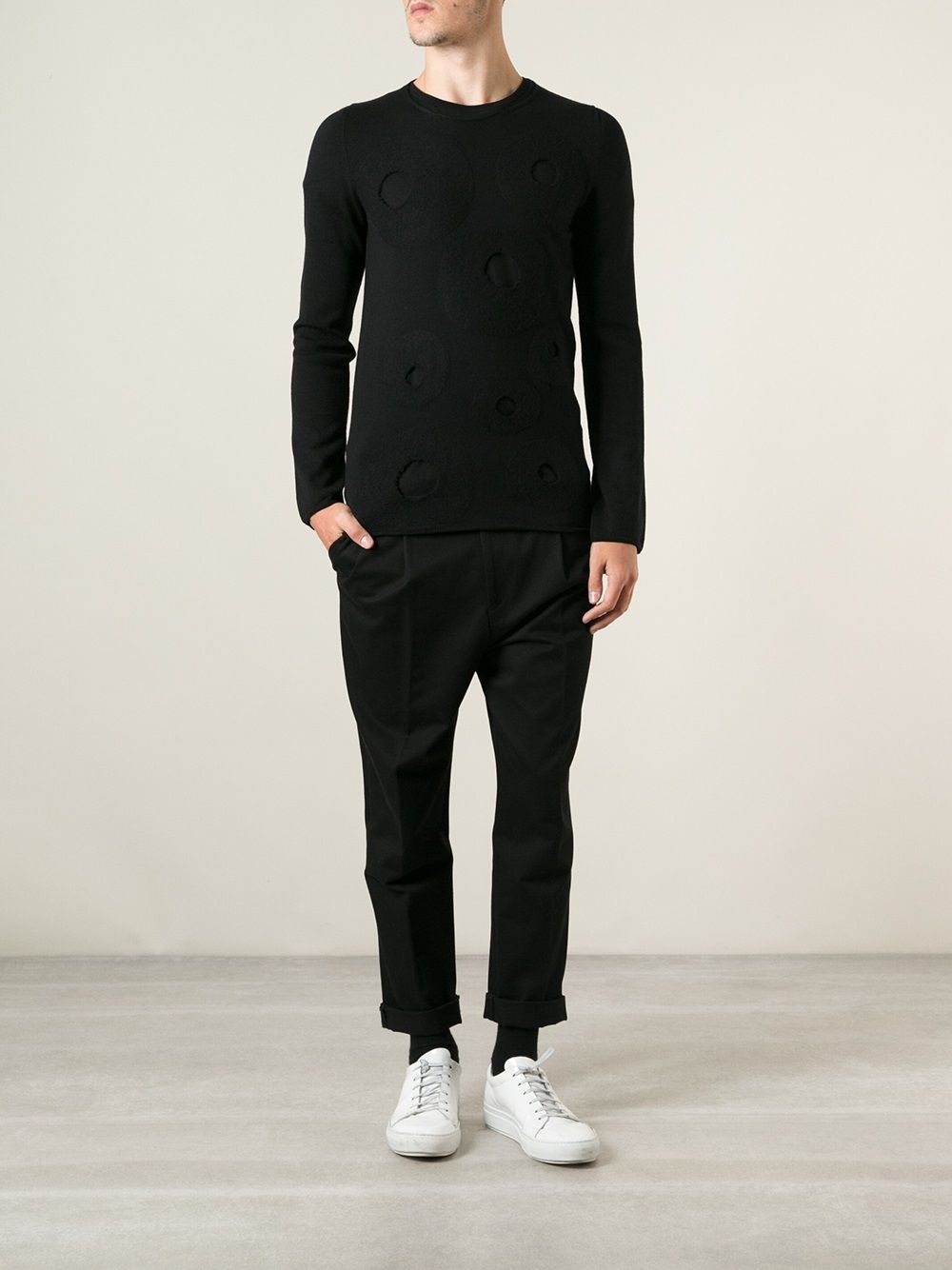 Comme des Garçons Homme Plus hole details sweater - Zwart