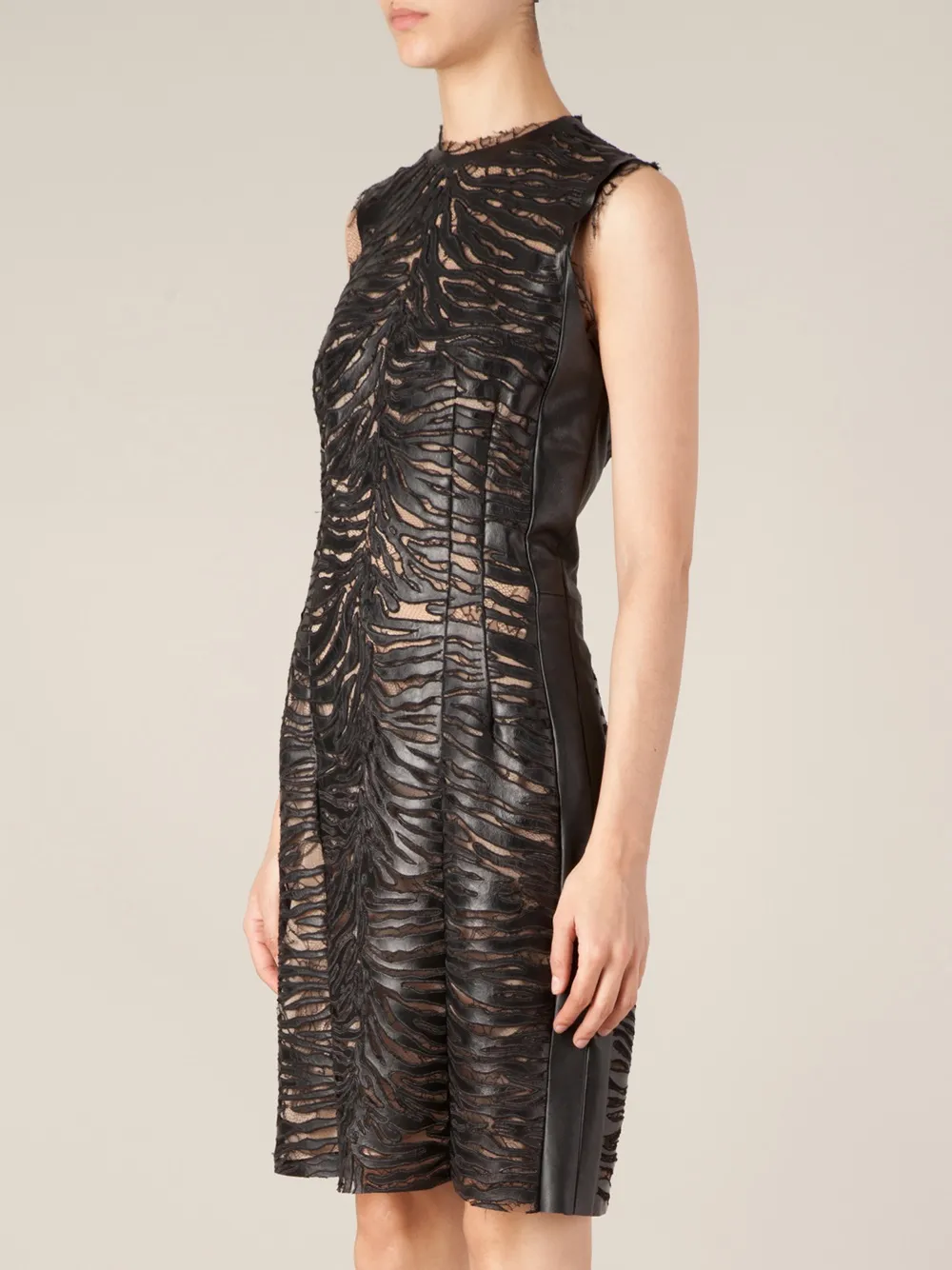 Alexandre Vauthier lace panel lambskin dress Zwart
