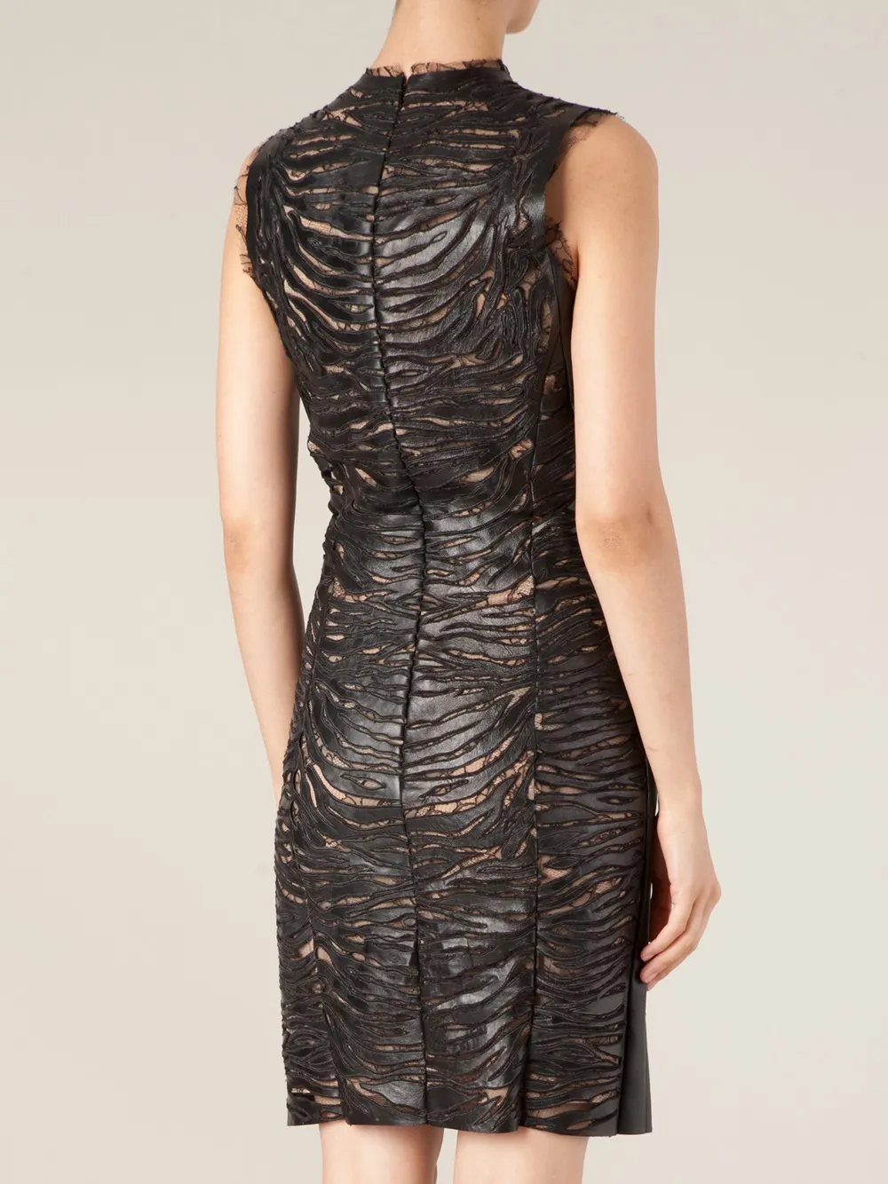 Alexandre Vauthier lace panel lambskin dress Zwart
