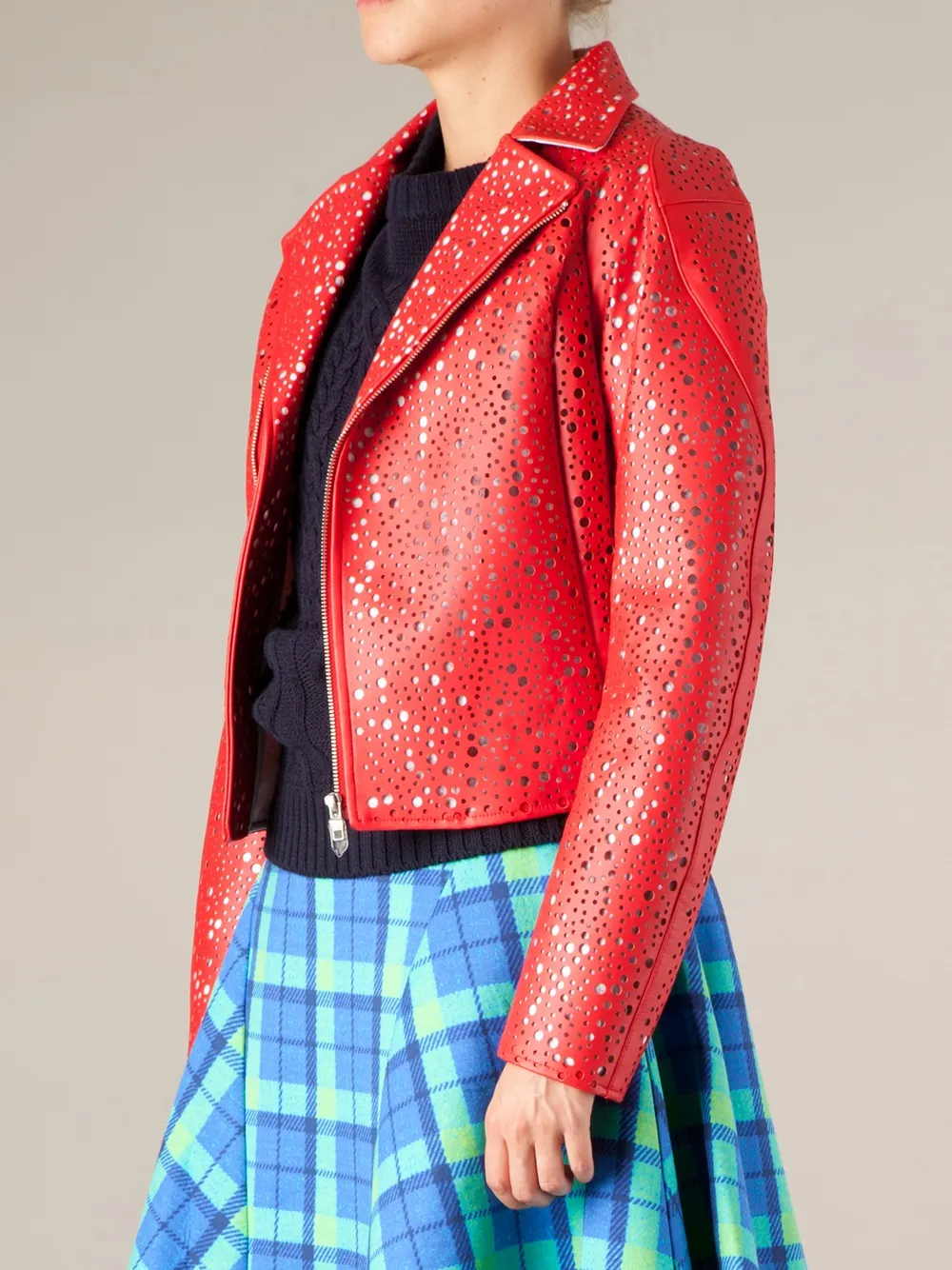 Anrealage Perforated Biker Jacket In Red