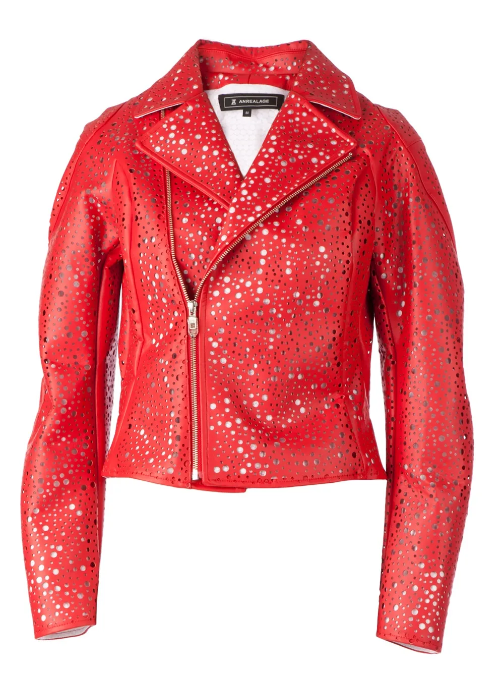 Anrealage Perforated Biker Jacket In Red