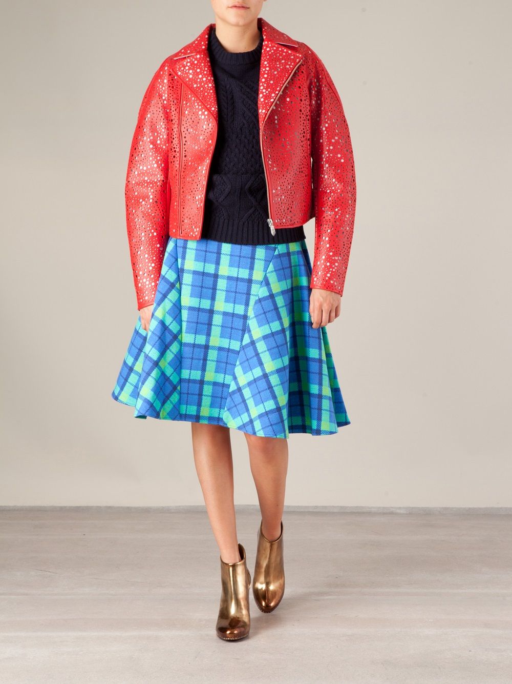 Anrealage Perforated Biker Jacket In Red