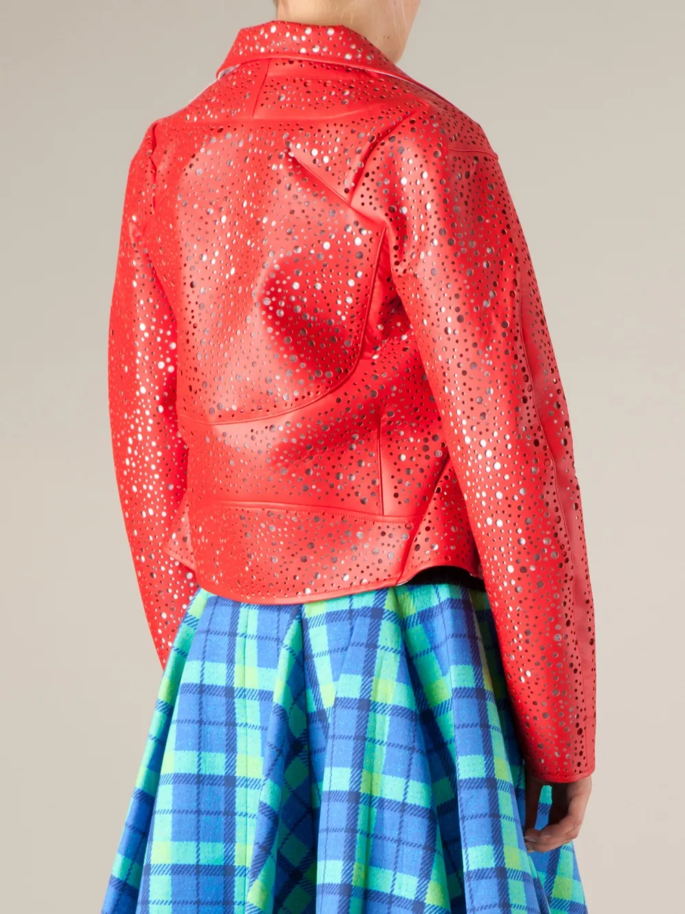 Anrealage Perforated Biker Jacket In Red