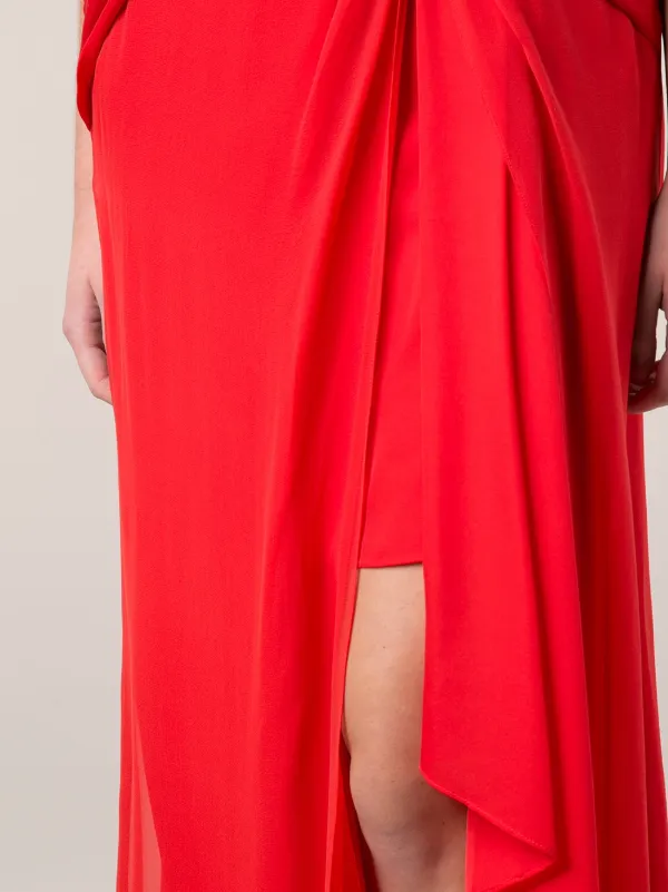 chinese dress ladies Marchesa Notte Tulle Illusion Cape Effect Maxi Dress