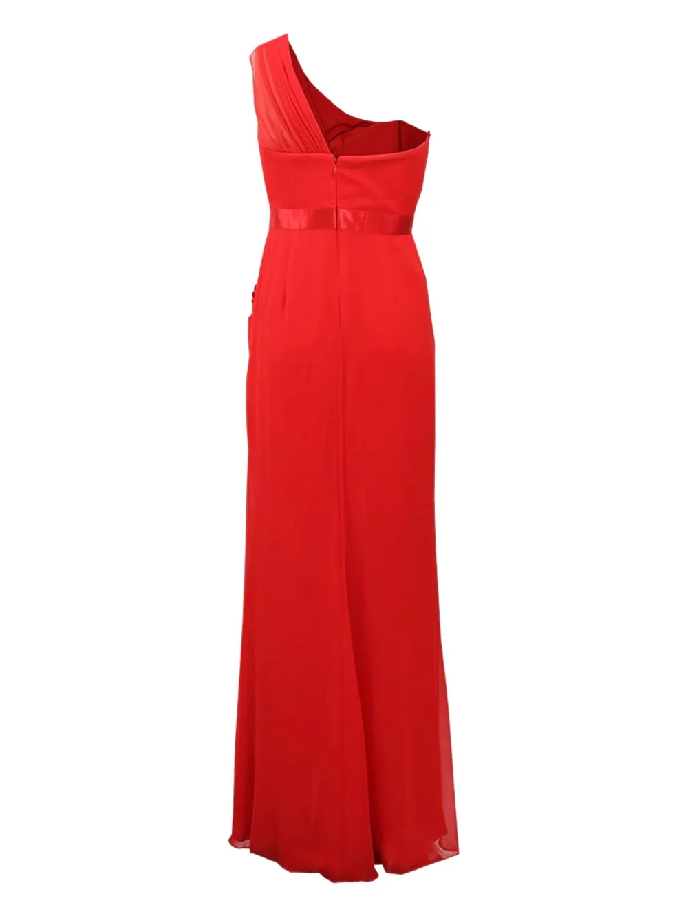 Marchesa Notte satin belt gown Rood