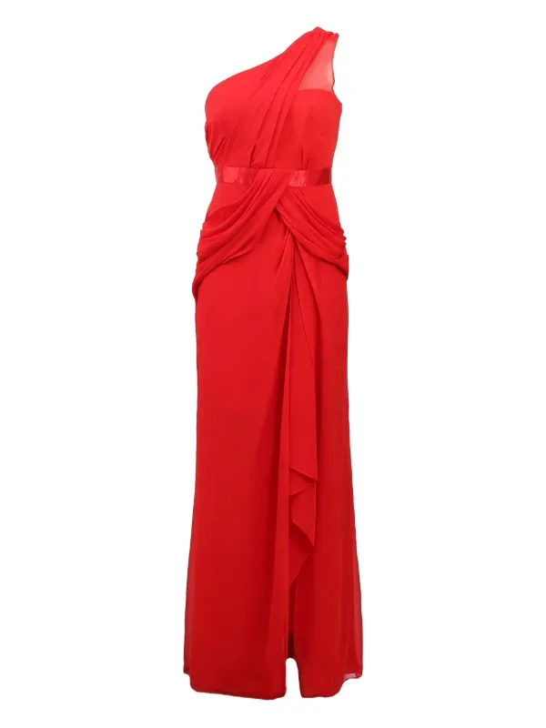 Marchesa One-Shoulder Maxi Dress - Red