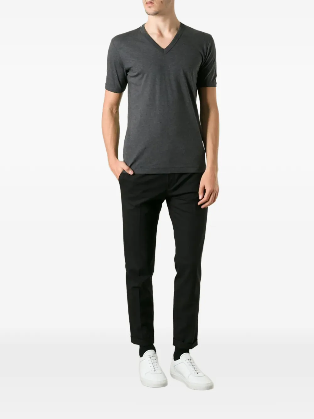  Dolce & Gabbana Klassisches T Shirt   Grau 